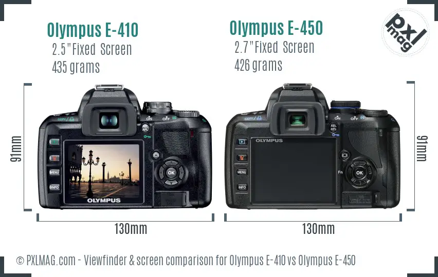 Olympus E-410 vs Olympus E-450 Screen and Viewfinder comparison