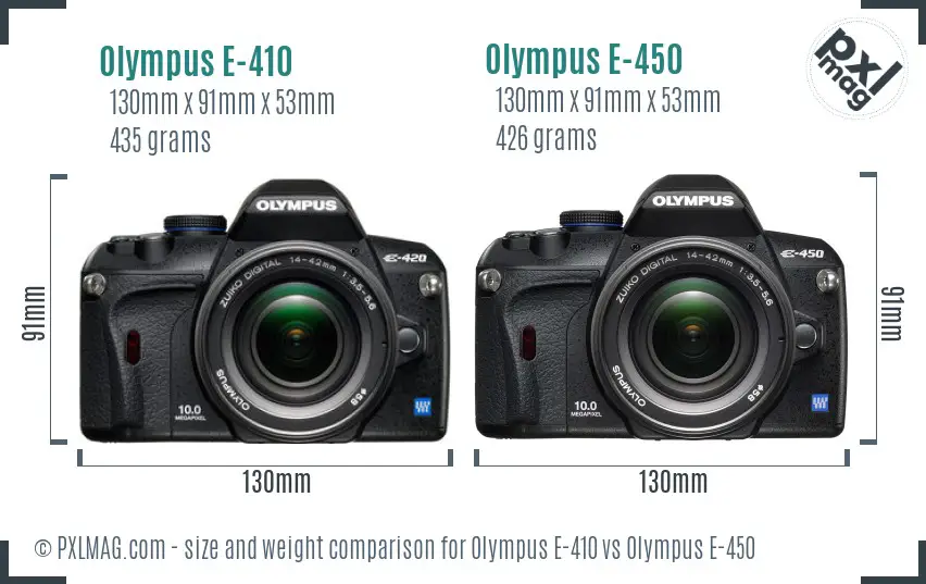 Olympus E-410 vs Olympus E-450 size comparison