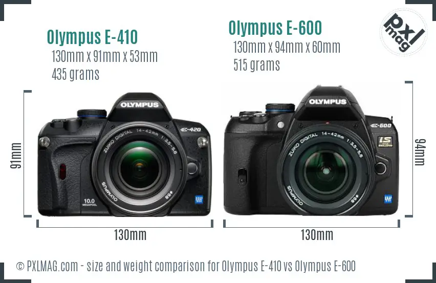 Olympus E-410 vs Olympus E-600 size comparison