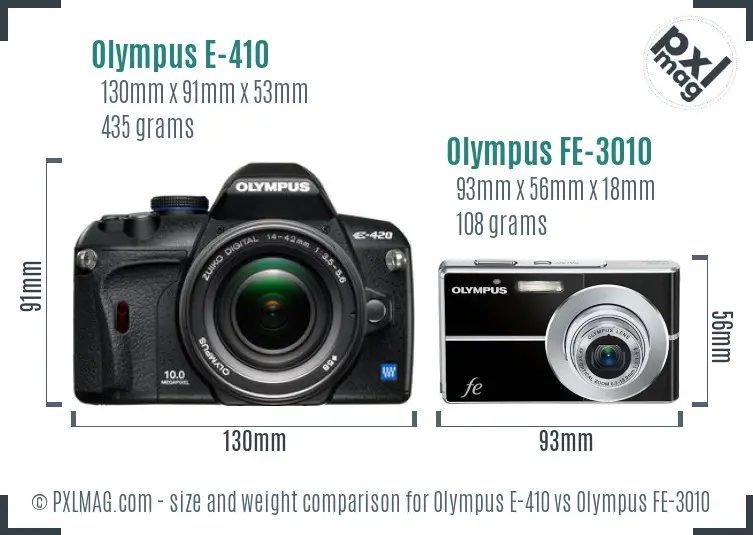 Olympus E-410 vs Olympus FE-3010 size comparison