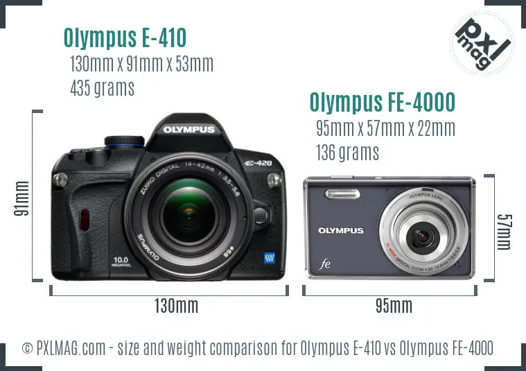Olympus E-410 vs Olympus FE-4000 size comparison
