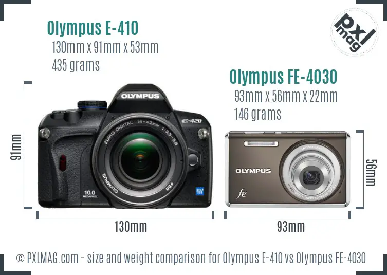 Olympus E-410 vs Olympus FE-4030 size comparison