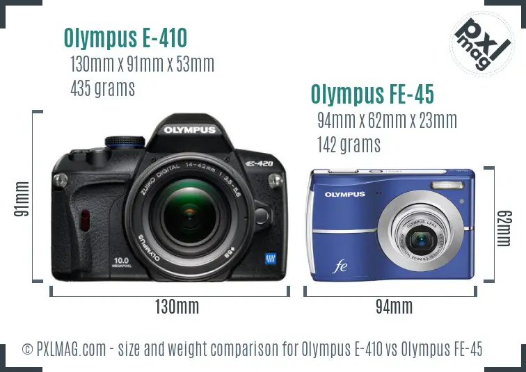 Olympus E-410 vs Olympus FE-45 size comparison