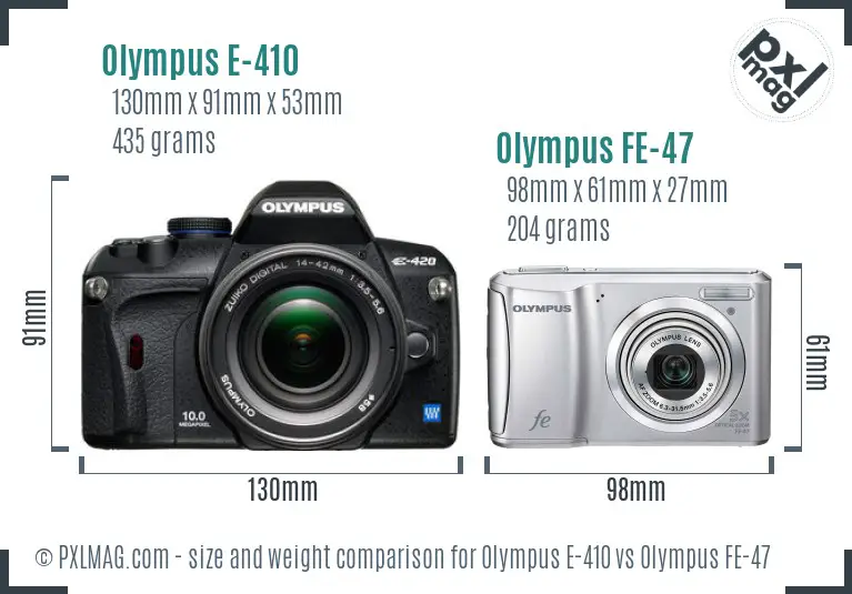 Olympus E-410 vs Olympus FE-47 size comparison