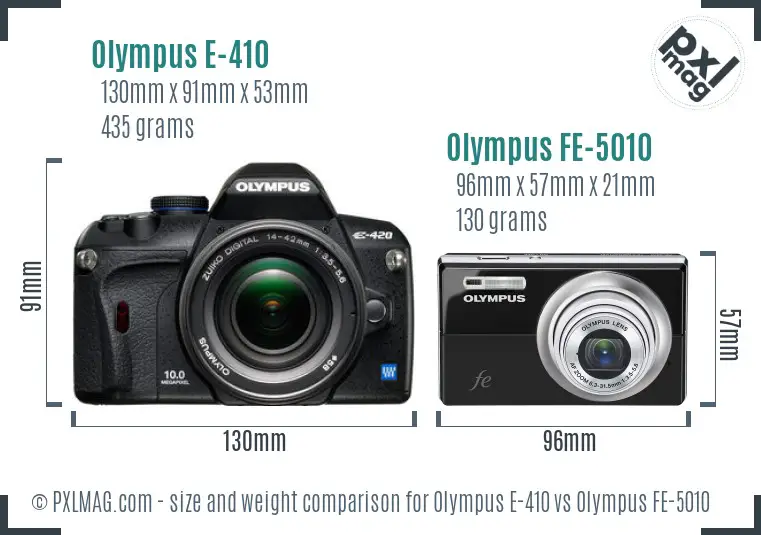 Olympus E-410 vs Olympus FE-5010 size comparison