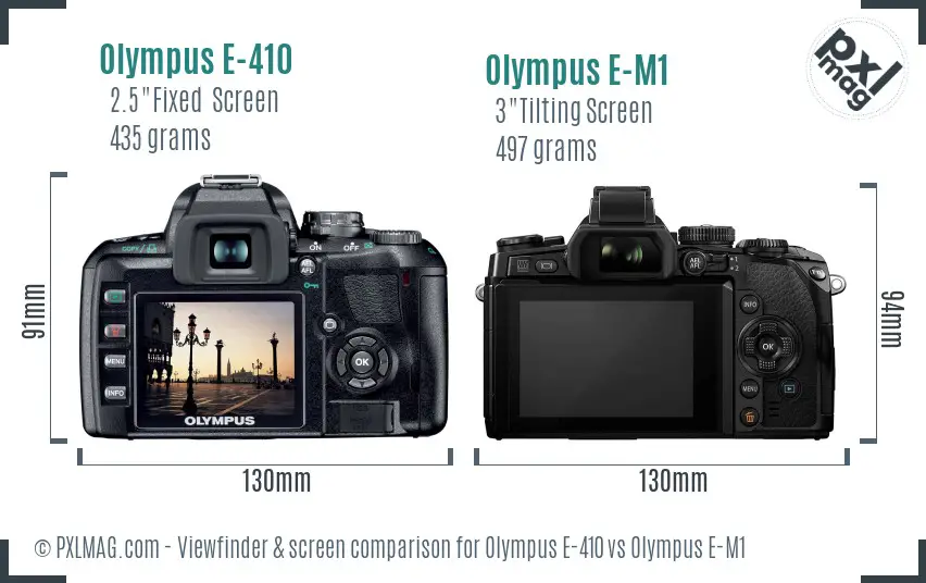 Olympus E-410 vs Olympus E-M1 Screen and Viewfinder comparison