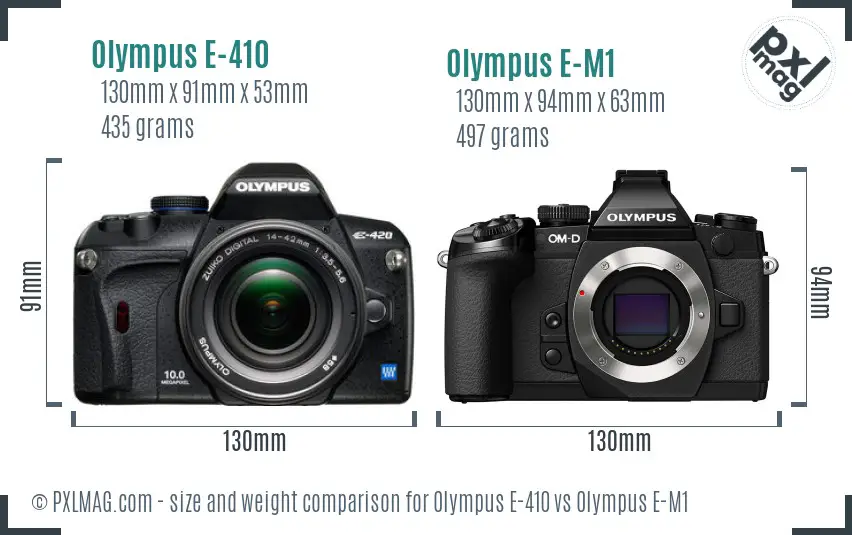 Olympus E-410 vs Olympus E-M1 size comparison