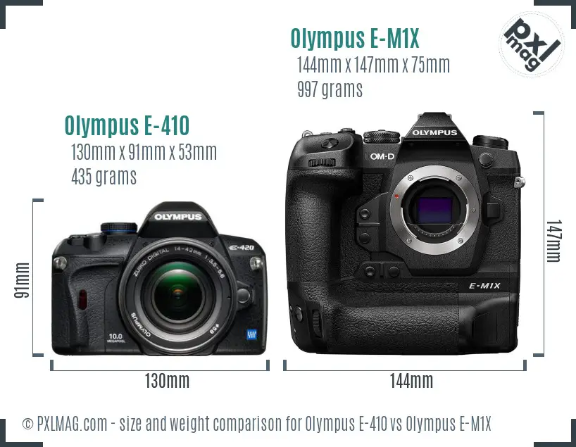 Olympus E-410 vs Olympus E-M1X size comparison