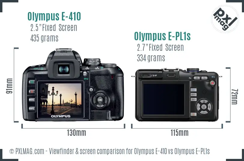 Olympus E-410 vs Olympus E-PL1s Screen and Viewfinder comparison