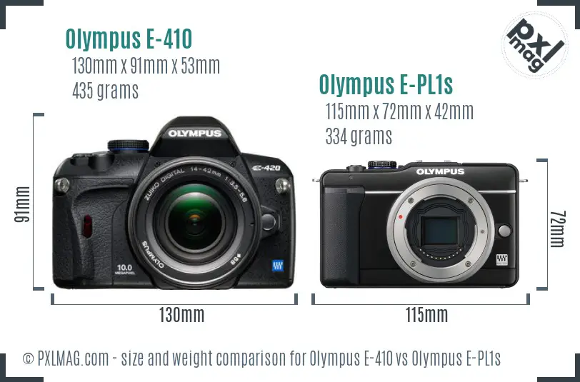 Olympus E-410 vs Olympus E-PL1s size comparison