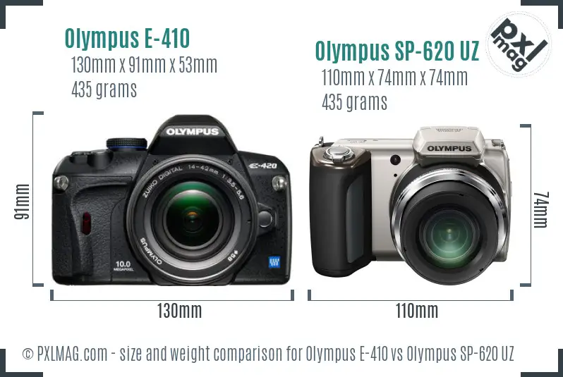 Olympus E-410 vs Olympus SP-620 UZ size comparison