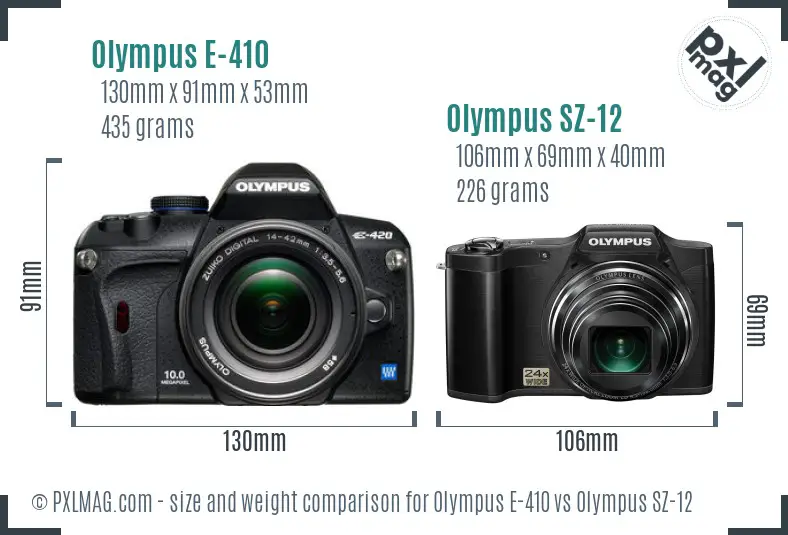 Olympus E-410 vs Olympus SZ-12 size comparison
