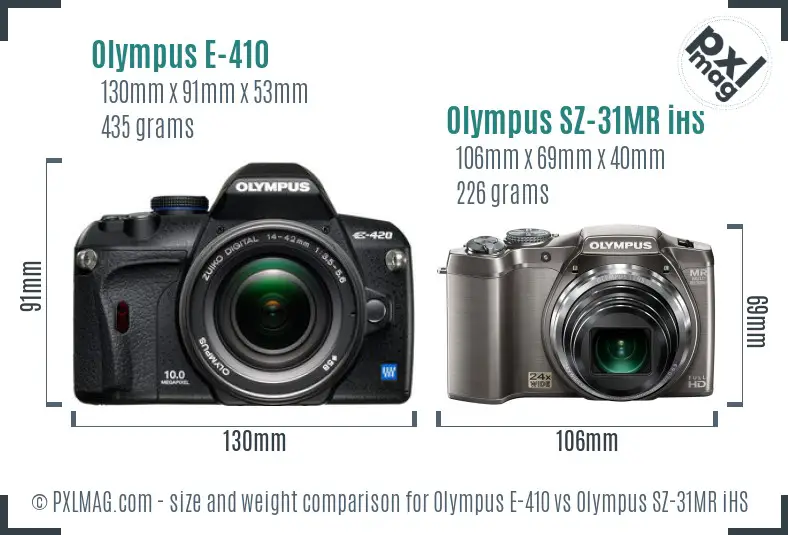 Olympus E-410 vs Olympus SZ-31MR iHS size comparison