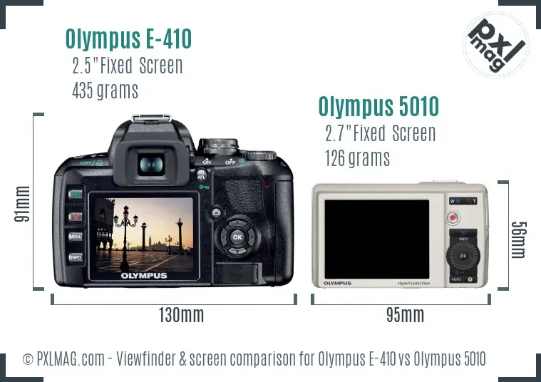 Olympus E-410 vs Olympus 5010 Screen and Viewfinder comparison