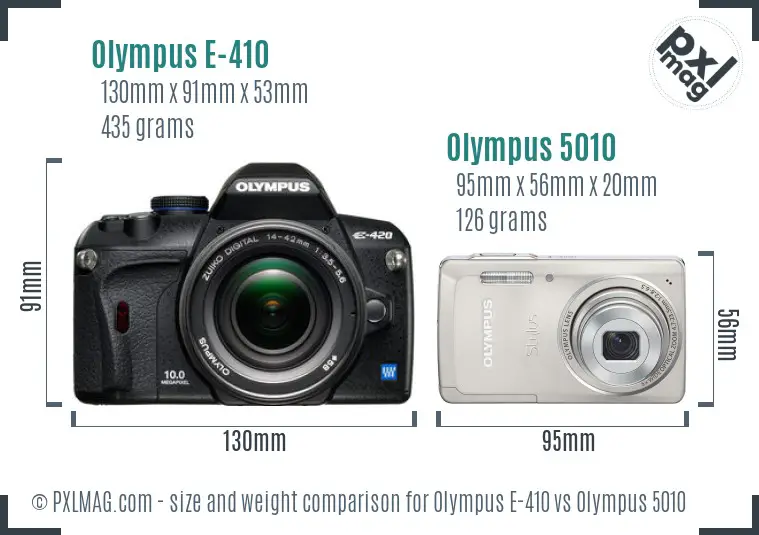 Olympus E-410 vs Olympus 5010 size comparison