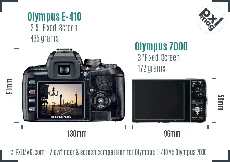 Olympus E-410 vs Olympus 7000 Screen and Viewfinder comparison