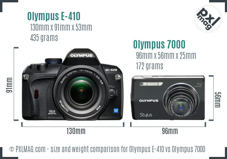 Olympus E-410 vs Olympus 7000 size comparison