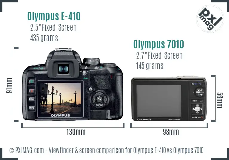 Olympus E-410 vs Olympus 7010 Screen and Viewfinder comparison