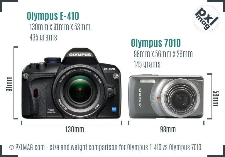 Olympus E-410 vs Olympus 7010 size comparison