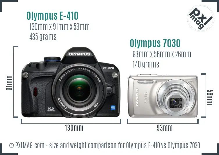 Olympus E-410 vs Olympus 7030 size comparison