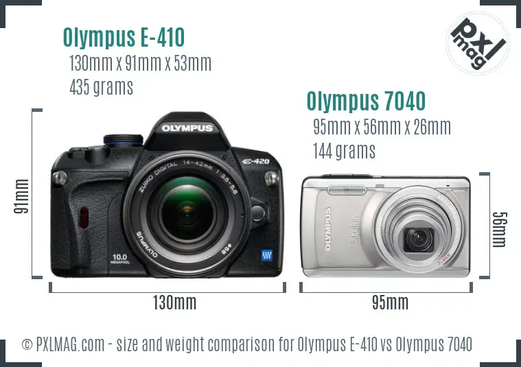 Olympus E-410 vs Olympus 7040 size comparison
