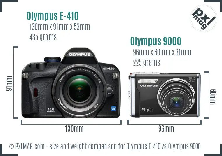 Olympus E-410 vs Olympus 9000 size comparison