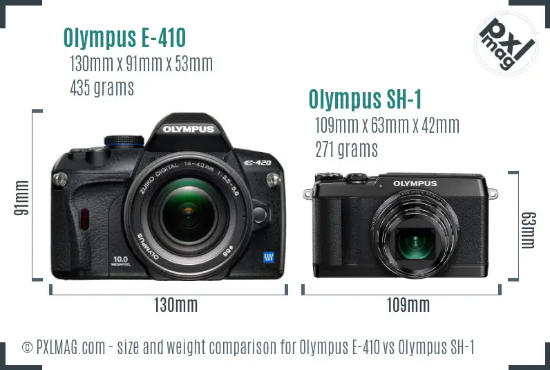 Olympus E-410 vs Olympus SH-1 size comparison