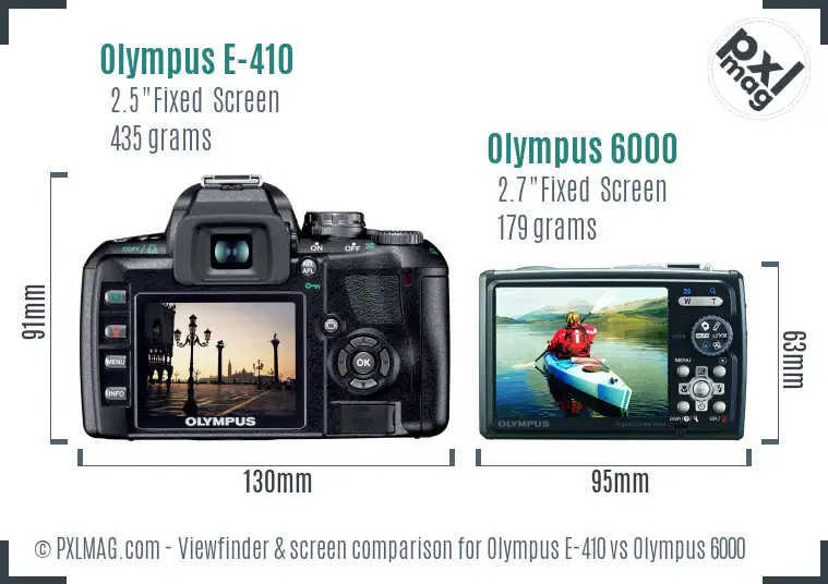 Olympus E-410 vs Olympus 6000 Screen and Viewfinder comparison