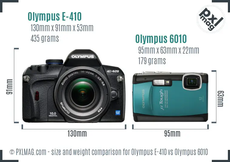 Olympus E-410 vs Olympus 6010 size comparison