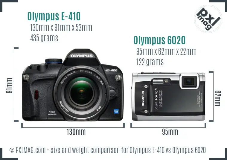 Olympus E-410 vs Olympus 6020 size comparison