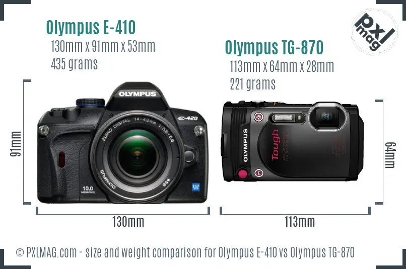 Olympus E-410 vs Olympus TG-870 size comparison