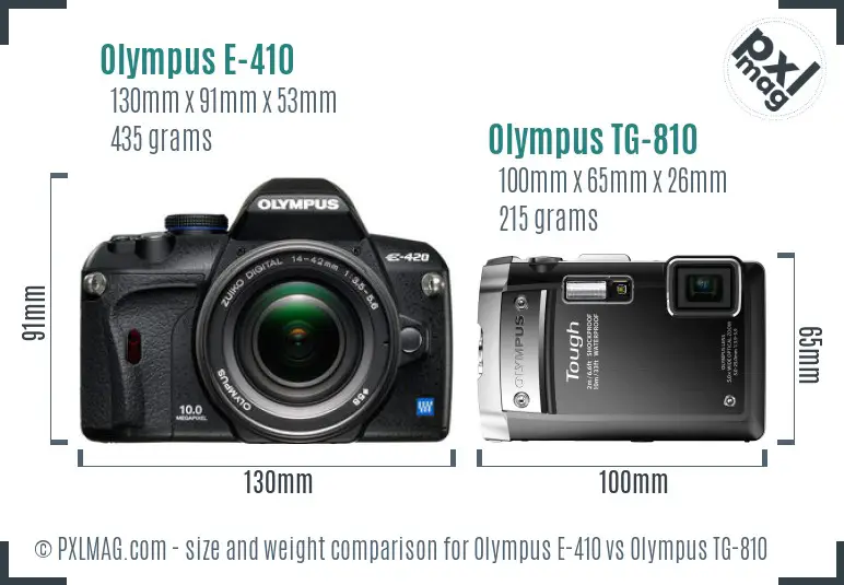Olympus E-410 vs Olympus TG-810 size comparison