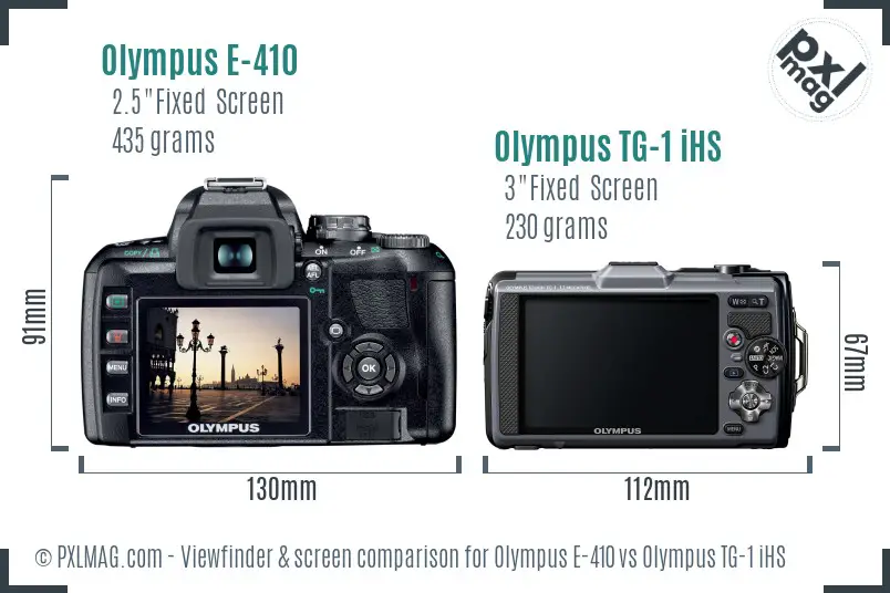 Olympus E-410 vs Olympus TG-1 iHS Screen and Viewfinder comparison