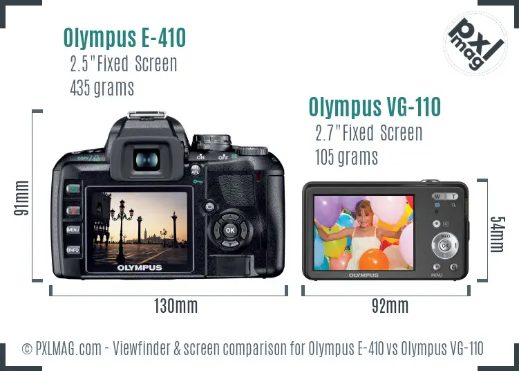 Olympus E-410 vs Olympus VG-110 Screen and Viewfinder comparison
