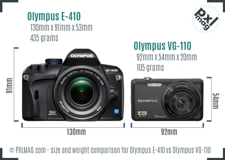 Olympus E-410 vs Olympus VG-110 size comparison
