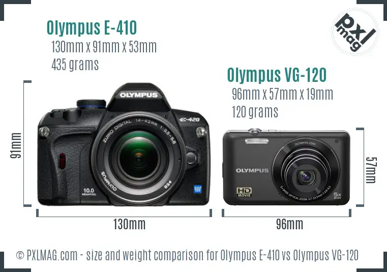 Olympus E-410 vs Olympus VG-120 size comparison