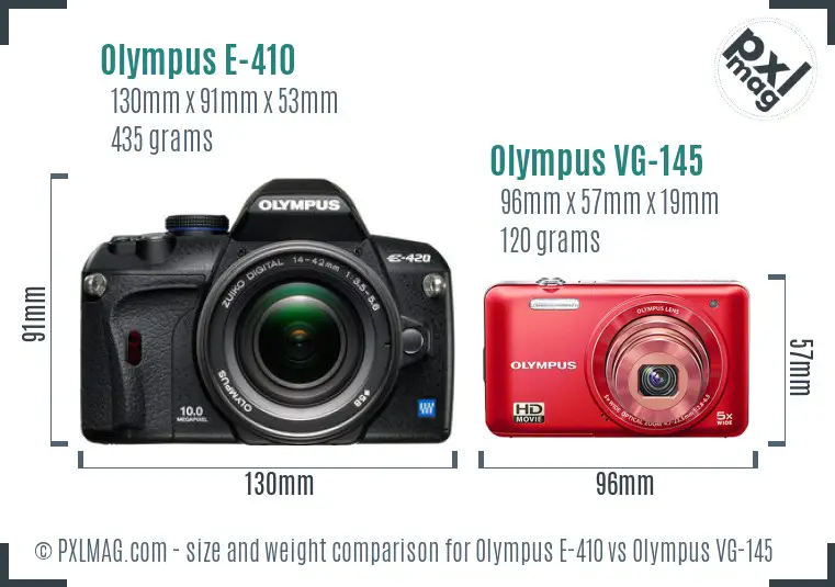 Olympus E-410 vs Olympus VG-145 size comparison