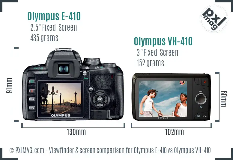 Olympus E-410 vs Olympus VH-410 Screen and Viewfinder comparison