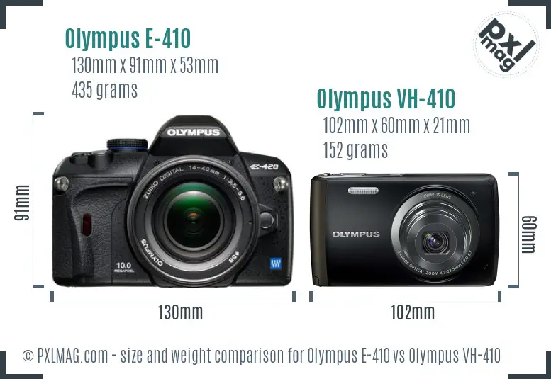 Olympus E-410 vs Olympus VH-410 size comparison