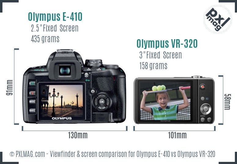 Olympus E-410 vs Olympus VR-320 Screen and Viewfinder comparison