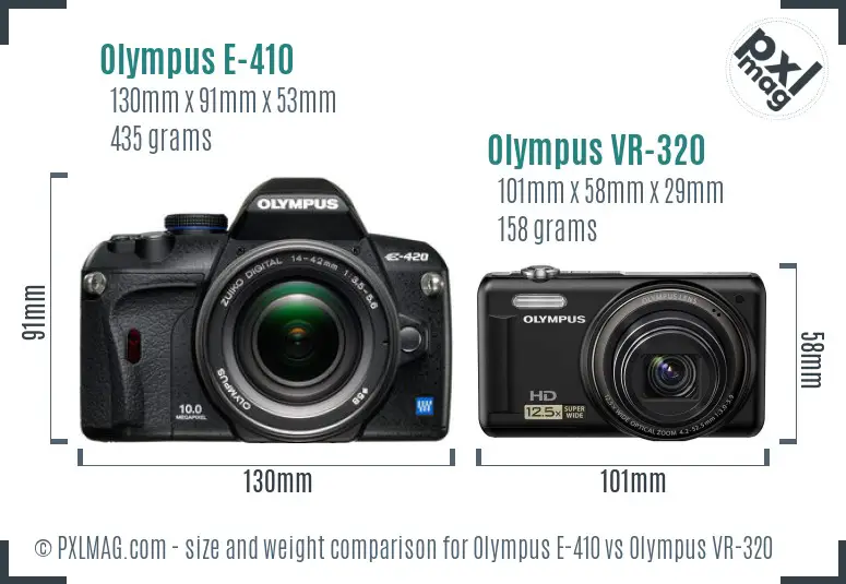 Olympus E-410 vs Olympus VR-320 size comparison