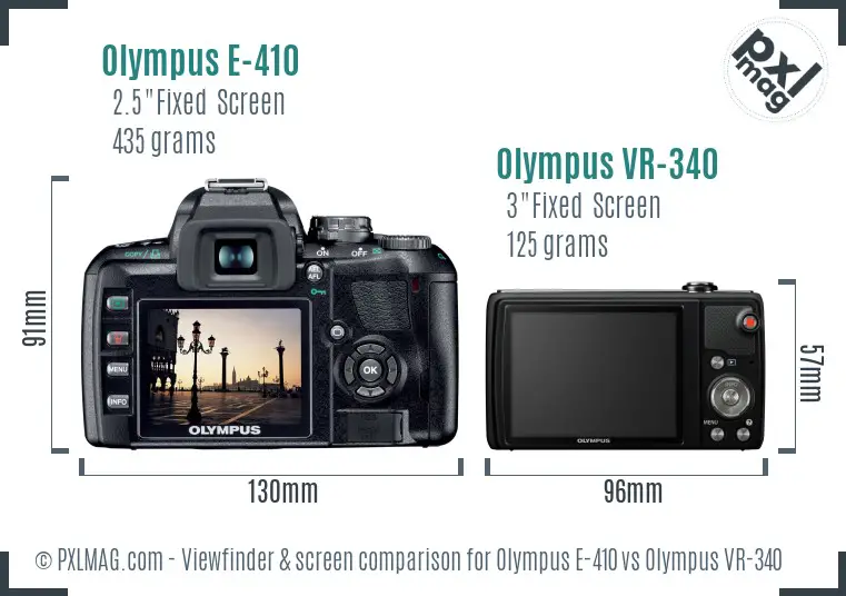 Olympus E-410 vs Olympus VR-340 Screen and Viewfinder comparison