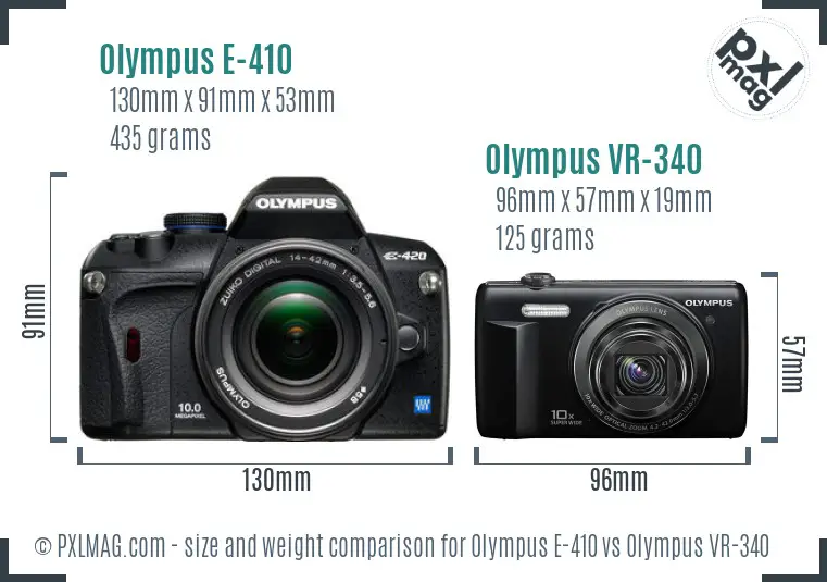 Olympus E-410 vs Olympus VR-340 size comparison