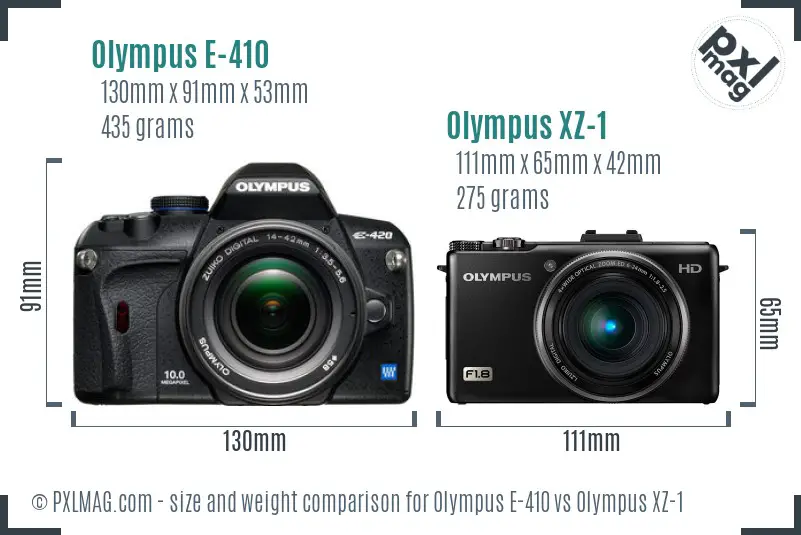 Olympus E-410 vs Olympus XZ-1 size comparison