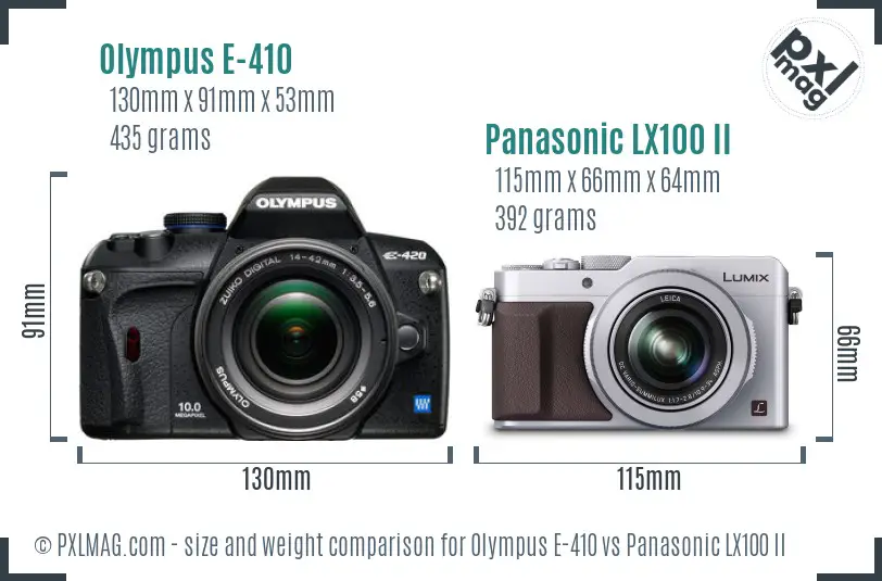 Olympus E-410 vs Panasonic LX100 II size comparison