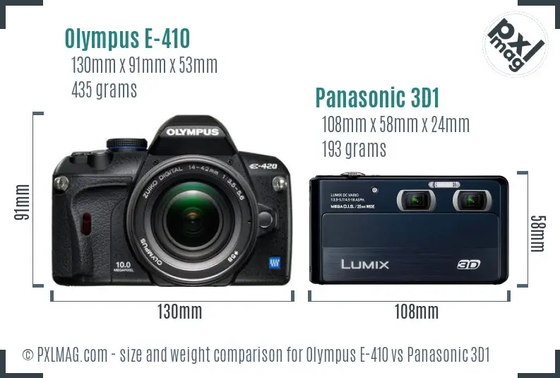 Olympus E-410 vs Panasonic 3D1 size comparison