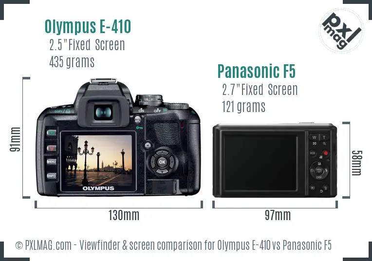 Olympus E-410 vs Panasonic F5 Screen and Viewfinder comparison