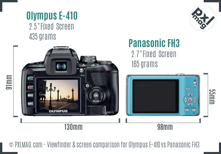 Olympus E-410 vs Panasonic FH3 Screen and Viewfinder comparison