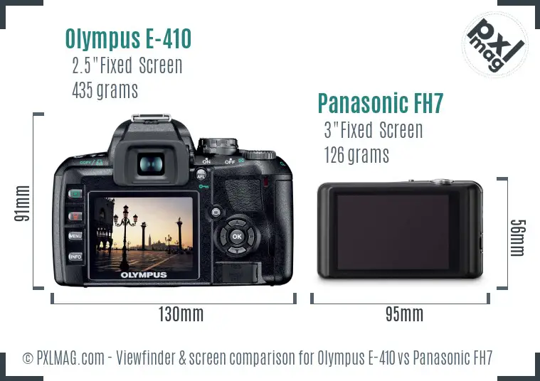 Olympus E-410 vs Panasonic FH7 Screen and Viewfinder comparison