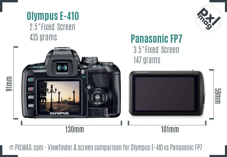 Olympus E-410 vs Panasonic FP7 Screen and Viewfinder comparison